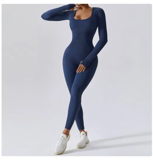 Weiblicher nahtloser Yoga-Bodysuit, Tanz-Fitness-Übungsset, eng, lang